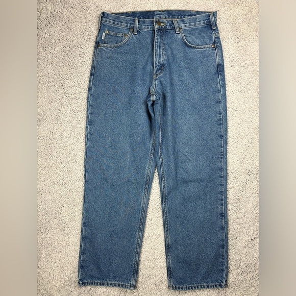 Carhartt Jeans Mens 35 x 30 Flannel Lined Relaxed Style B172 DST Work Utility - Picture 1 of 5